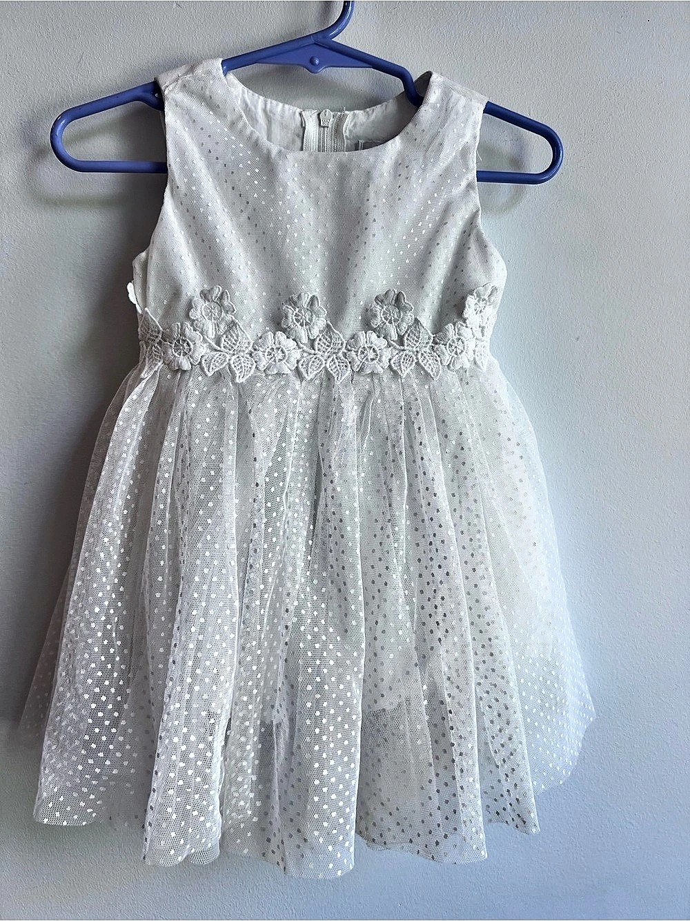 Popatu Infant Baby Girl Formal Wedding Party Polka Dot Tule Dress Size 12M